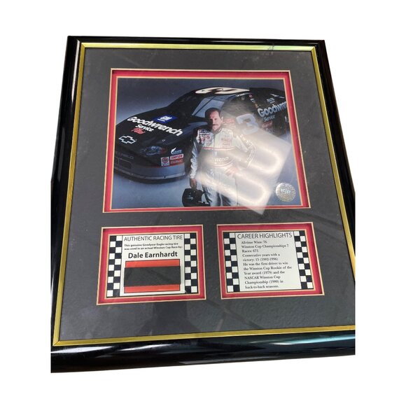 Other - Dale Earnhardt Framed Memorabilia With Authentic Racing Tire Piece & Career High